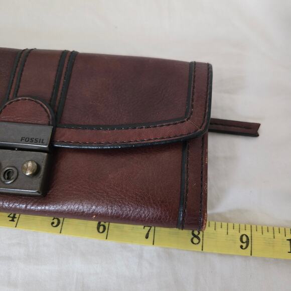 Vintage Fossil Tri-Fold Brown Leather Wallet SL2946 Long Live Vintage *read* - Picture 14 of 15